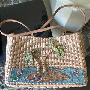 Vintage Brass Plum (Nordstrom) straw, very sturdy and lined purse *last chance*